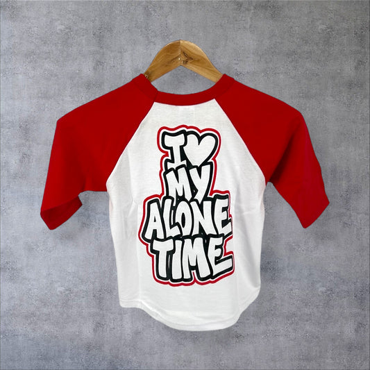 I love my alone time baseball T Kids